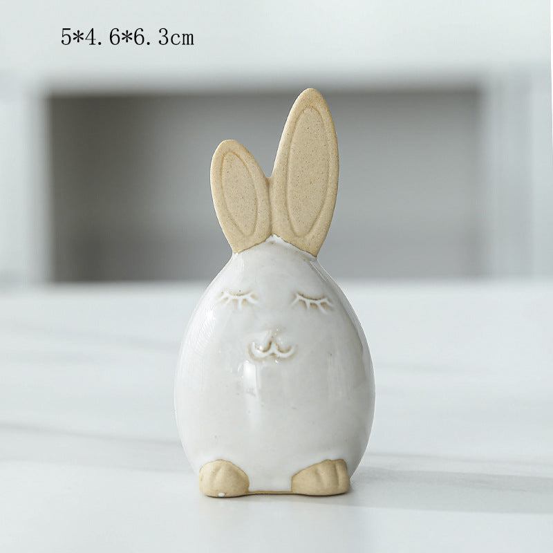 Whimsical Ceramic Bunny Figurine Kalsten