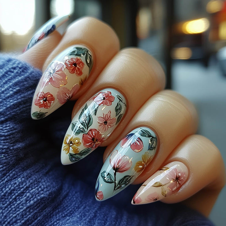 Floral Stiletto Press-On Nails Kalsten