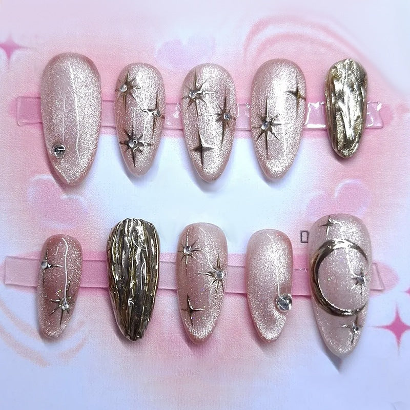 Artificial nail set with sparkling star and moon motifs Kalsten