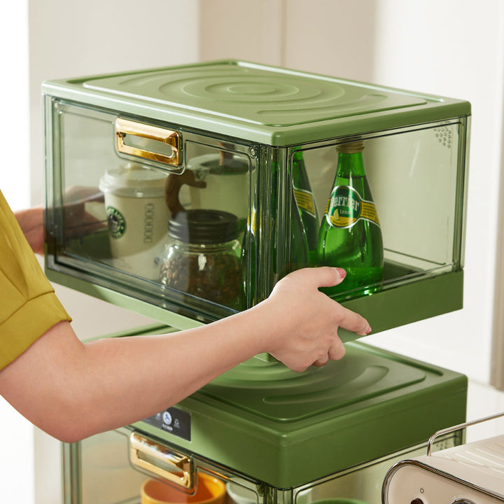 Transparent Front Flap Organizer Box for Shoes and Small Items with Removable Lid