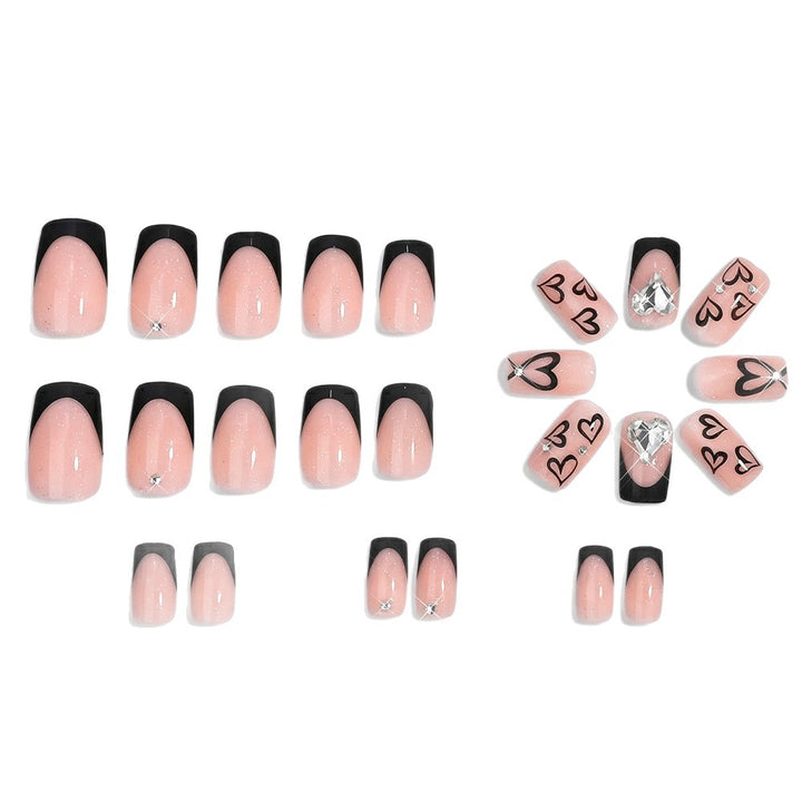 Glamorous Heart-Design Press-On Nails