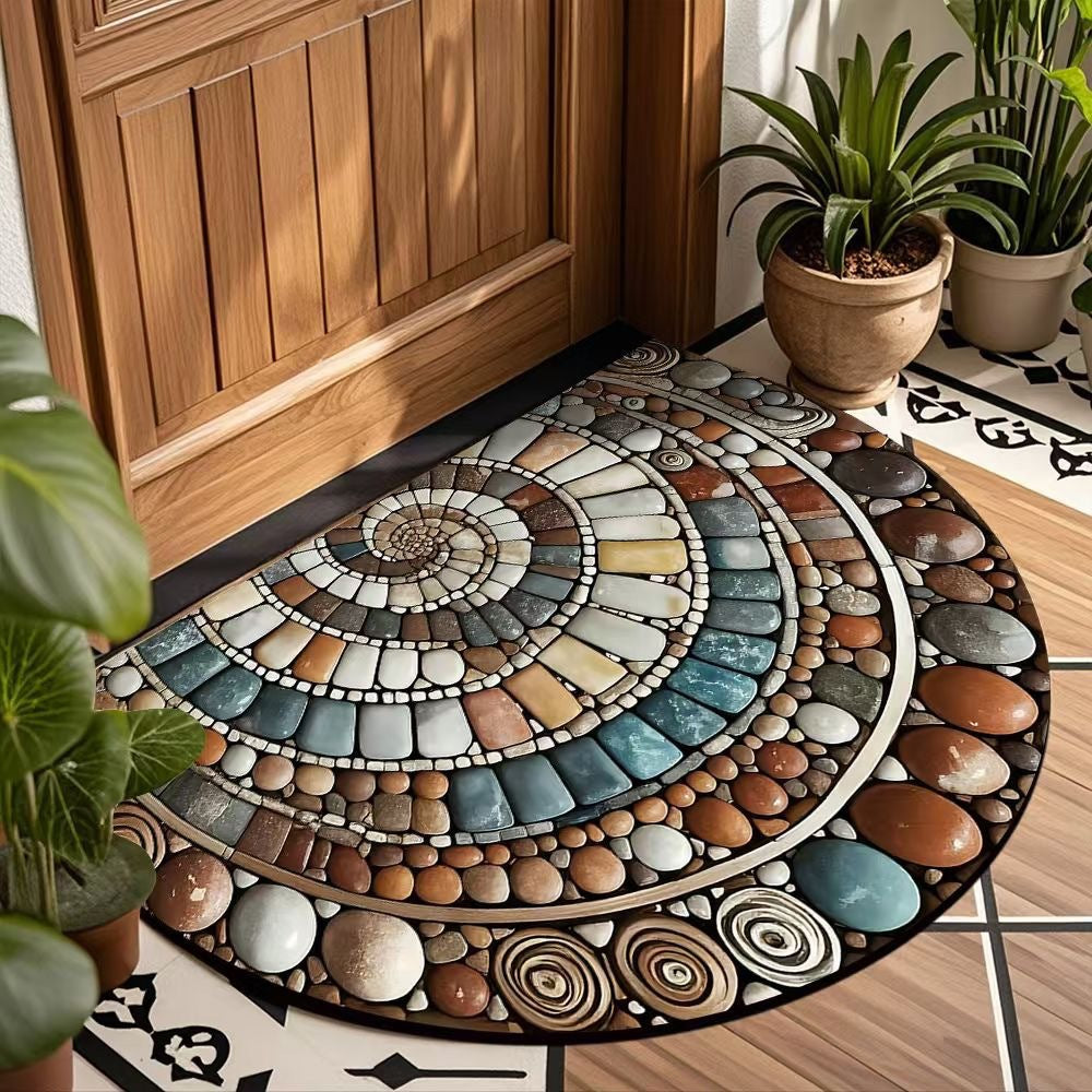 Decorative Spiral Pattern Door Mat for Home