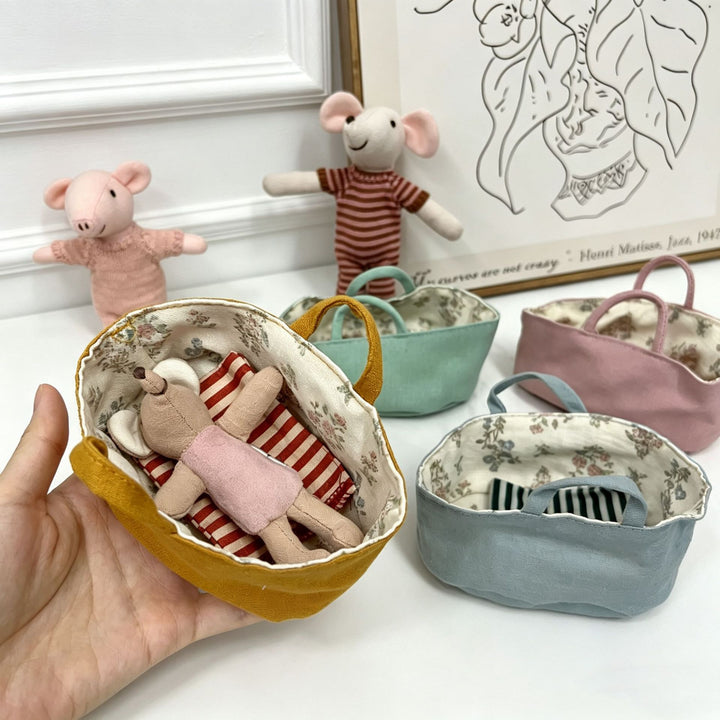 Miniature Artisan Fabric Mouse Doll with Winged Cape