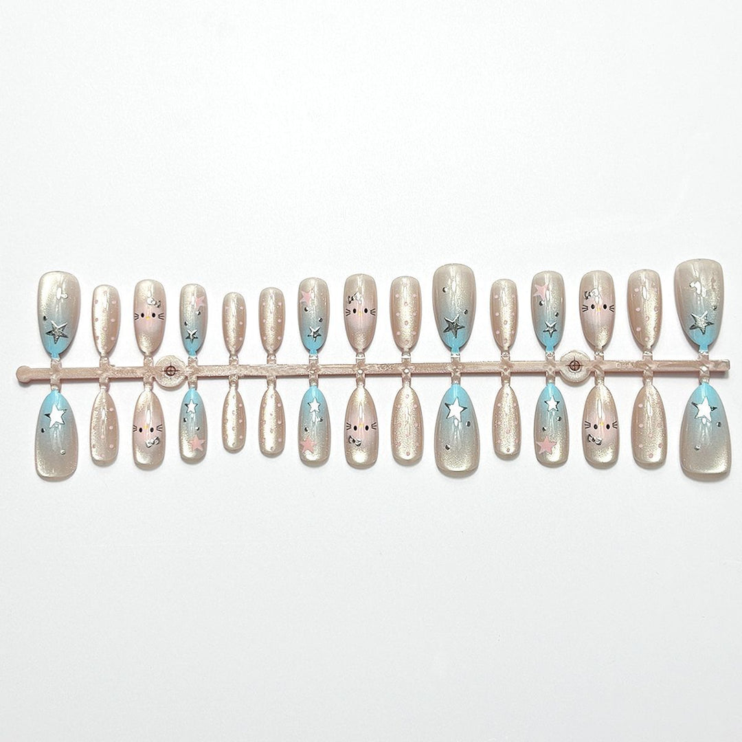 Artistic Cat-Themed Press-On Nail Set Kalsten