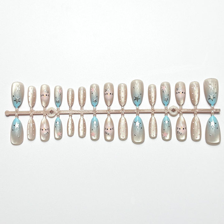 Artistic Cat-Themed Press-On Nail Set Kalsten