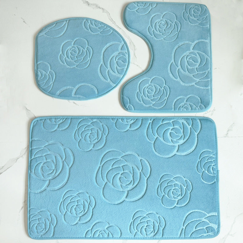 Rose Pattern Bath Mat Set Kalsten