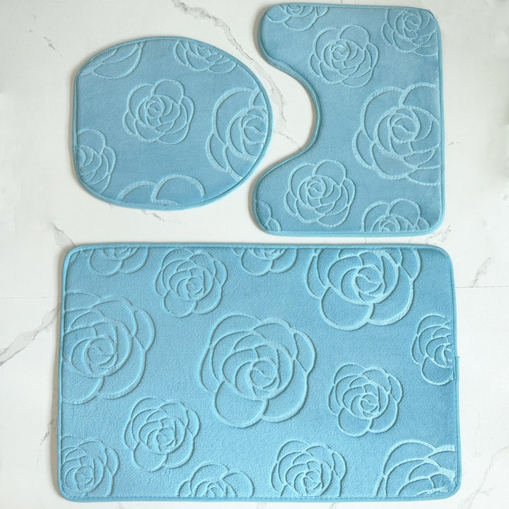Rose Pattern Bath Mat Set Kalsten