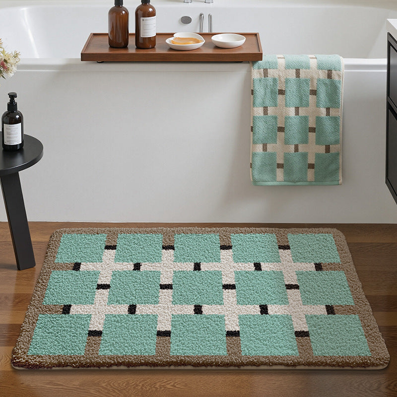 Plush Geometric Bath Mat Kalsten