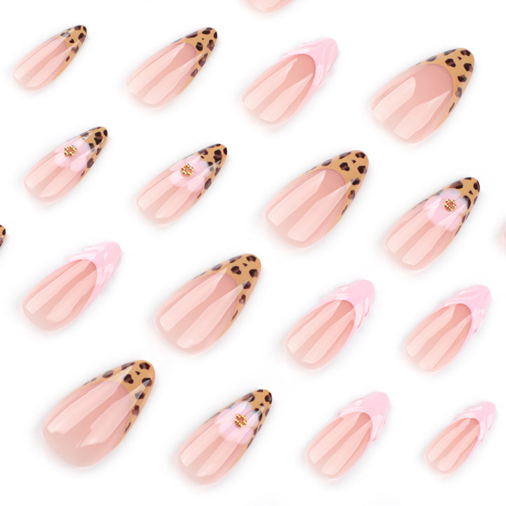 Artful stiletto nails with floral leopard pattern Kalsten
