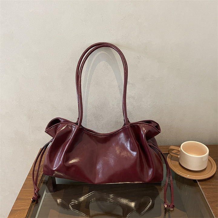 Glossy Faux Leather Handheld Tote Bag
