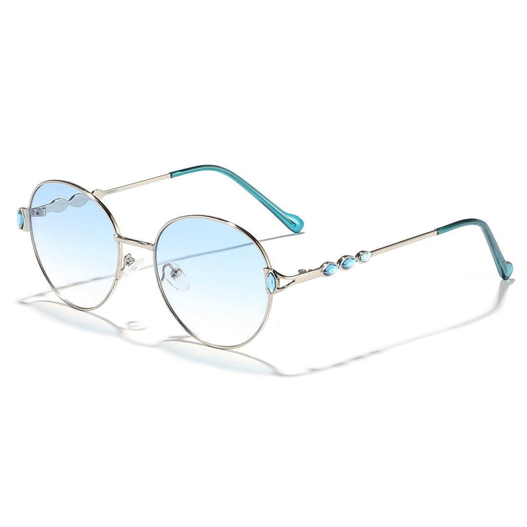 Women round sunglasses with elegant metal frame and mirrored lenses Kalsten