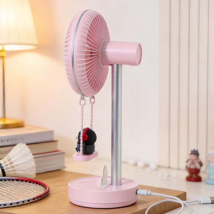 Ladies Portable Table Fan with Toy Penguin Design Kalsten