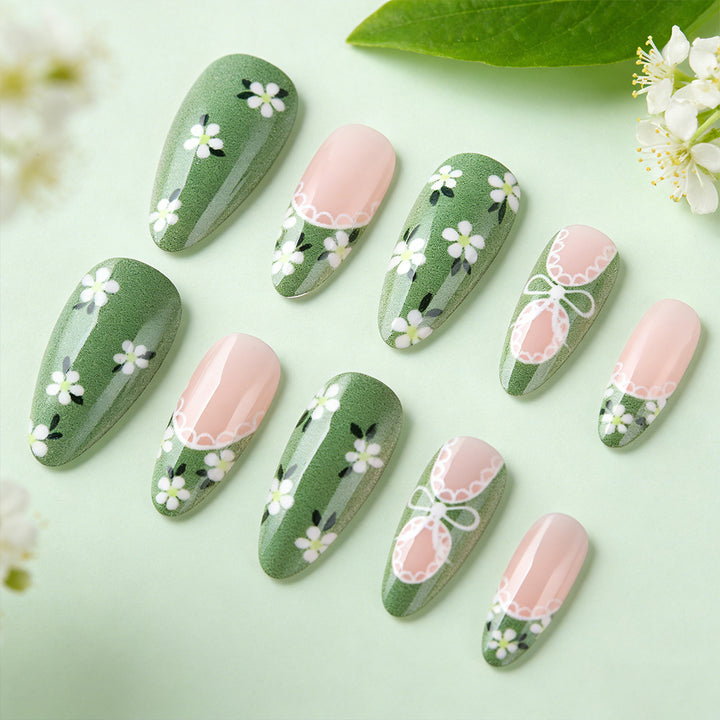 Floral Lace-Design Press-On Nails Kalsten