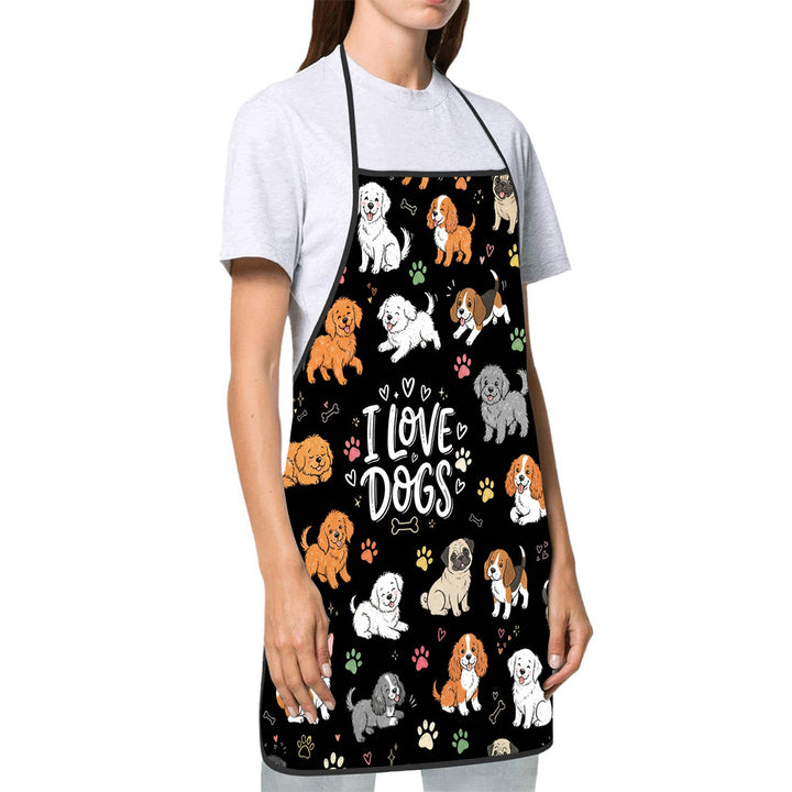 Dog Lover Full-Coverage Kitchen Apron With Adjustable Neck Strap And Waterproof Polyester Shell