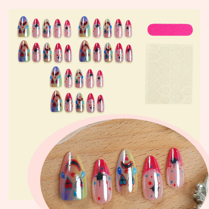 Whimsical Clown-Themed Press-On Nail Art
