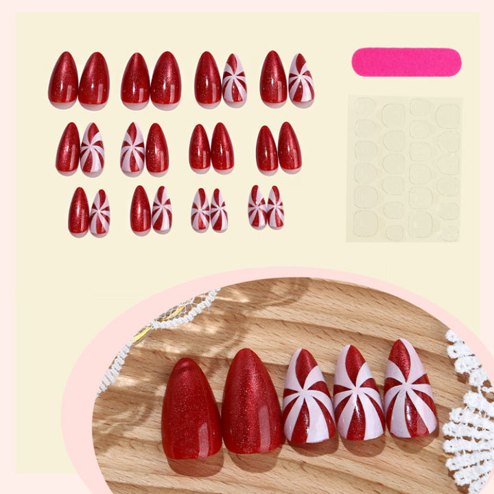 Art nail set with festive candy cane design Kalsten