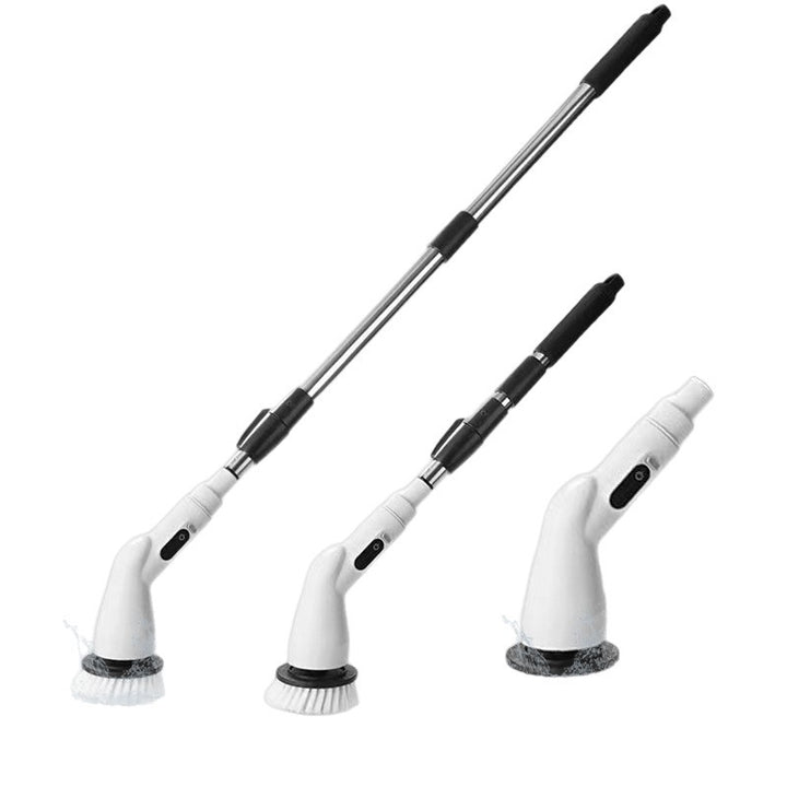 Cordless Electric Spin Scrubber Kit With Telescopic Pole Interchangeable Brush Heads