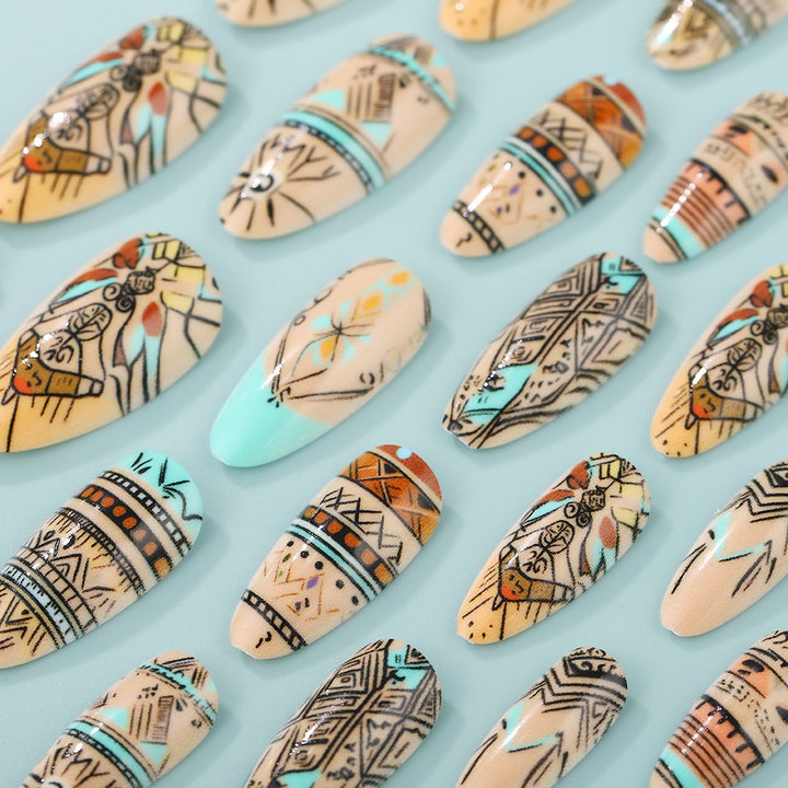 Artificial nails with exotic tribal design Kalsten