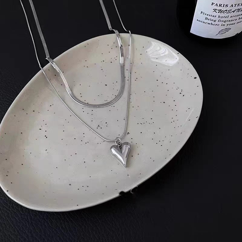 Layered Heart Pendant Necklace Kalsten