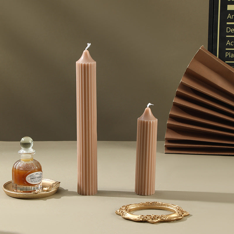 Ribbed Sculptural Column Candle Set