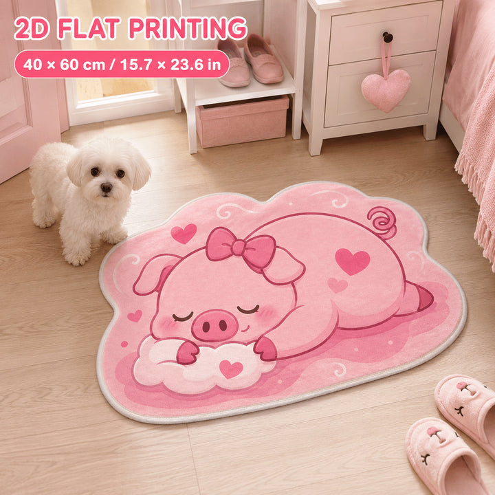 Playful Pig-Themed Plush Bath Mat