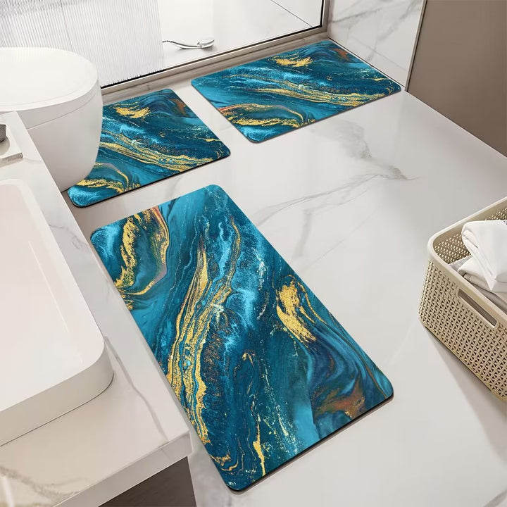 Floral Patterned Bathroom Mat Set Kalsten