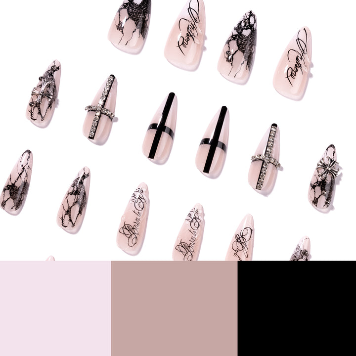 Artful stiletto nails with elegant embellishments Kalsten