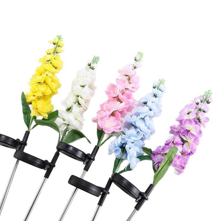Tall Artificial Delphinium Floral Stake With Adjustable Metal Ground Spike And Removable Clamp Kalsten