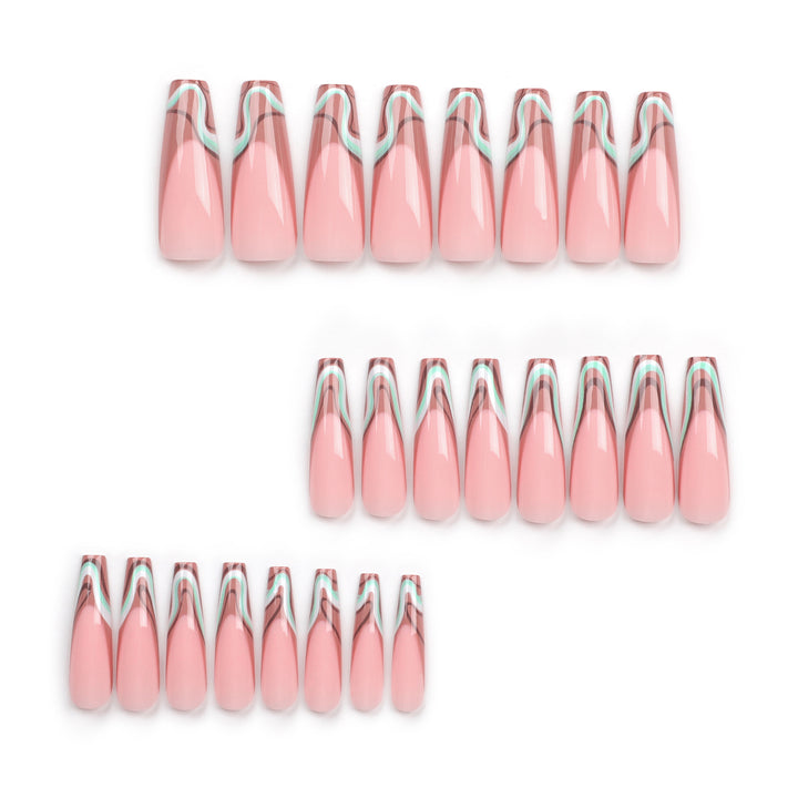 Artful acrylic nails with elegant wave design Kalsten