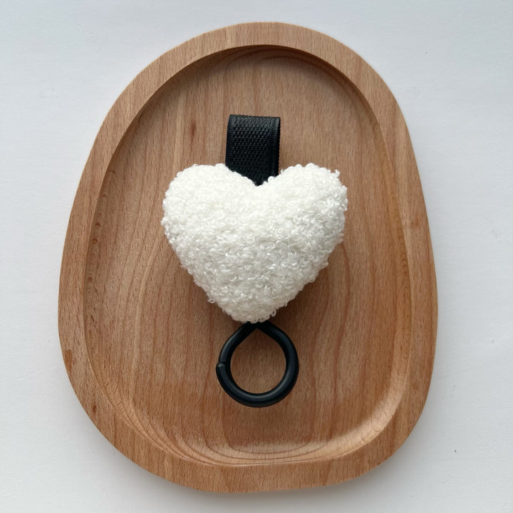 Plush Heart Pacifier Holder with Silicone Teething Ring