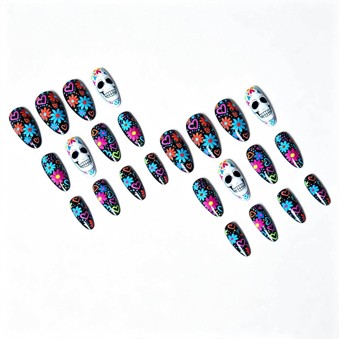 Artistic Skull and Flower Nail Art Kit
