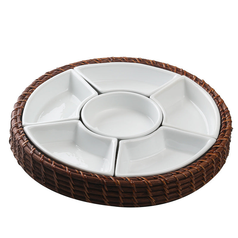 Unisex Serving Platter with Integrated Dip Bowl Set Kalsten