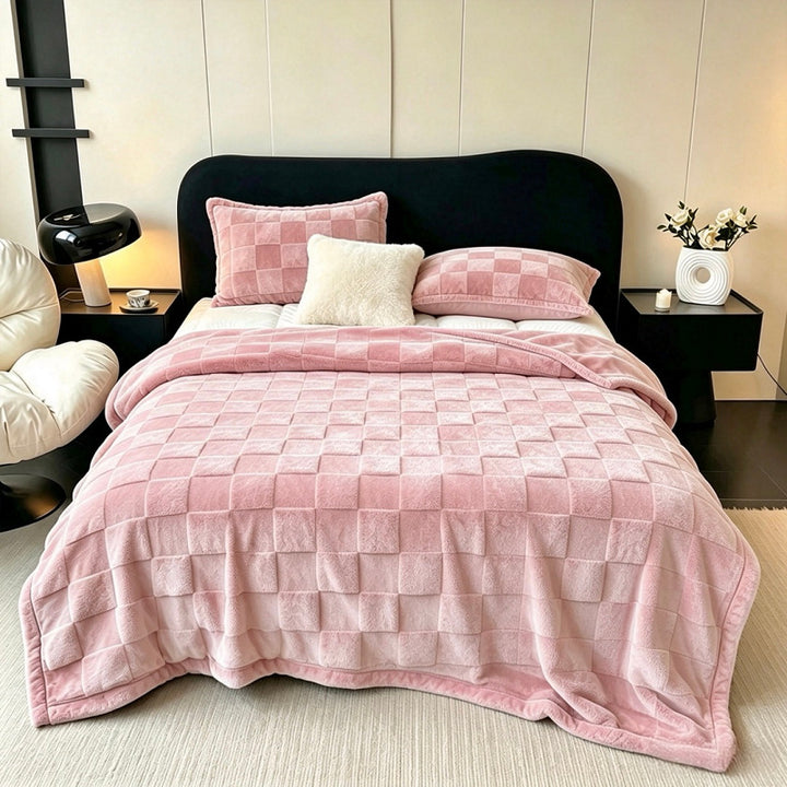 Textured Patchwork Fleece Blanket Kalsten