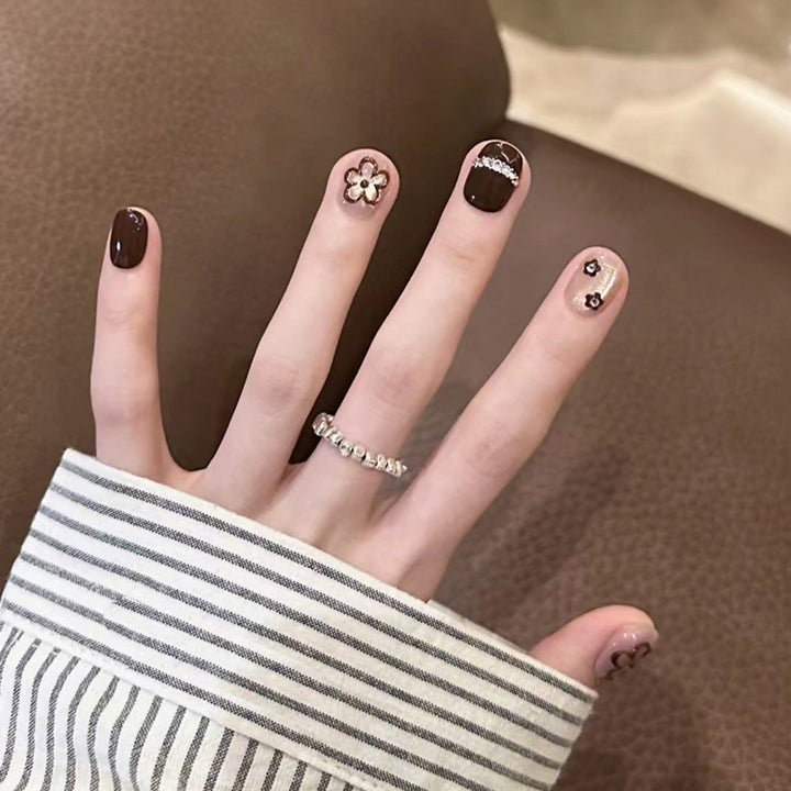 Glamorous Press-On Nail Set with Decorative Gemstone Accents Kalsten