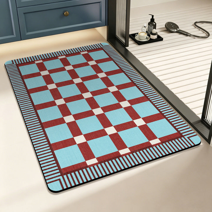 Geometric Checkered Floor Mat