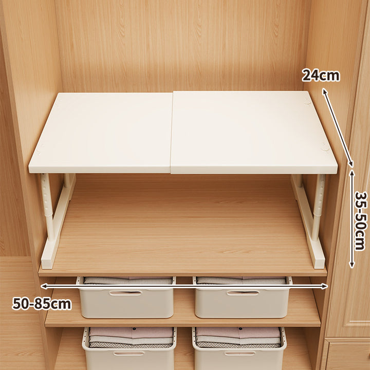 Adjustable Telescopic Closet Shelf Riser with Foldable Top