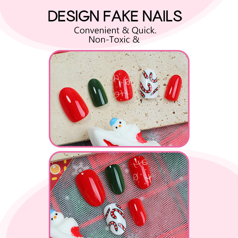 Artificial nail set with festive Christmas designs Kalsten