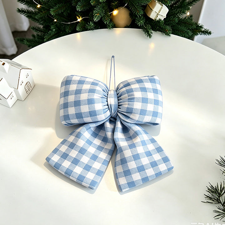 Decorative Plaid Fabric Bow Ornament