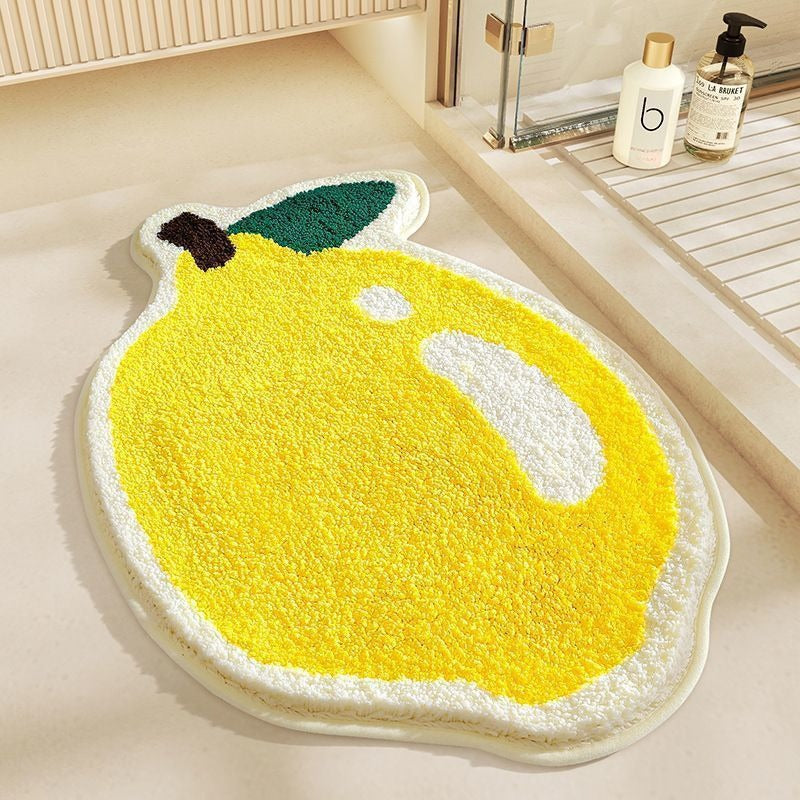 Plush Lemon Shaped  Bath Mat