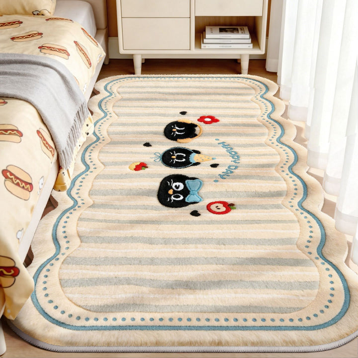 Plush Playful Bunny and Mushroom Area Rug