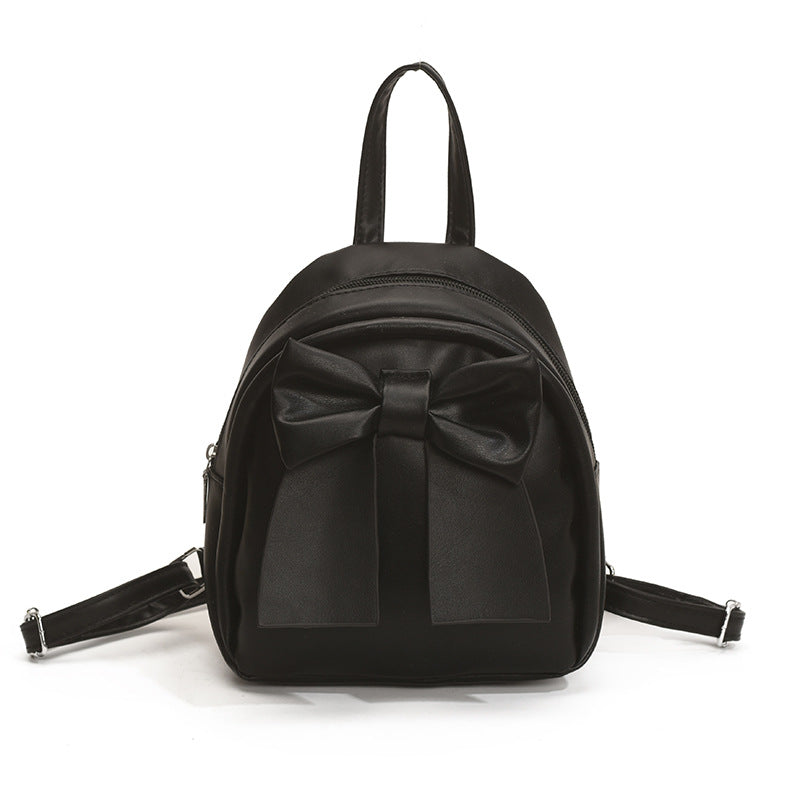 Bow-Accented Faux Leather Mini Backpack
