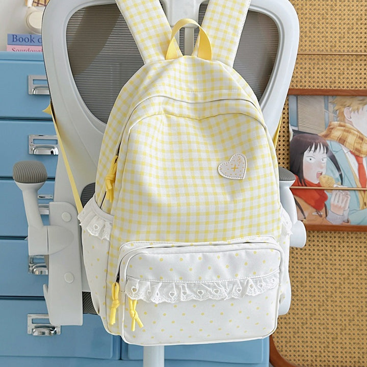 Stylish Gingham Patterned Backpack Kalsten