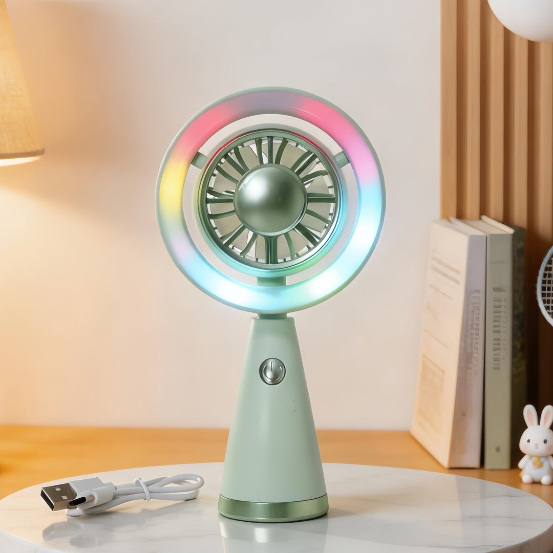 Women's Portable Mini Fan with Colorful LED Light Kalsten