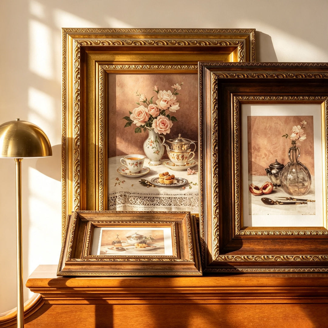 Ornate Vintage Floral Art Frame for Home