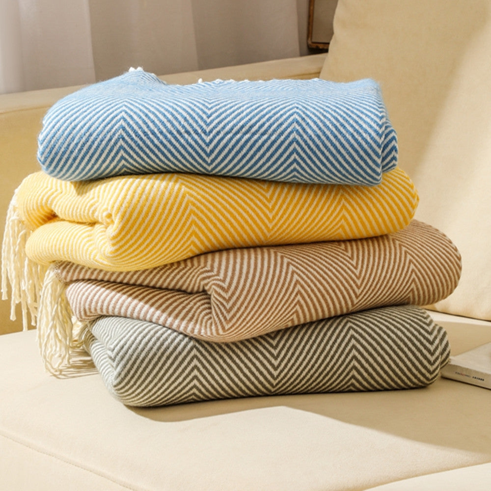 Luxury Herringbone Pattern Throw Blanket Kalsten