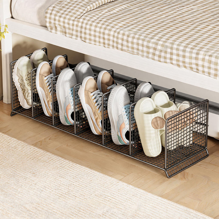 Vertical Mesh Divider Shoe Rack for Compact Under-Bed and Entryway Storage