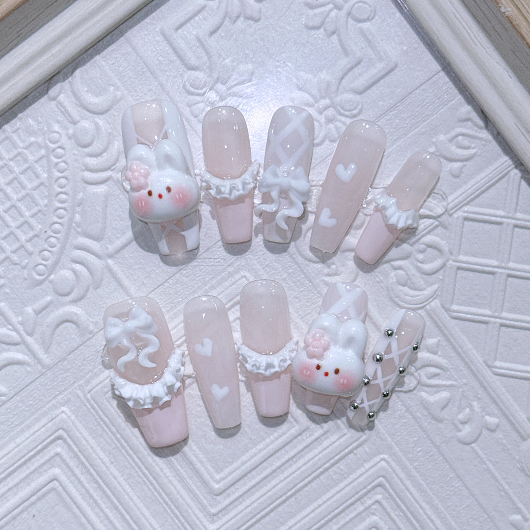 Cute Bunny Themed Press-On Nail Set