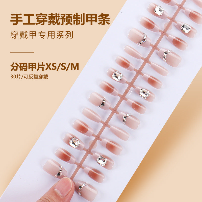 Premium Ombre Press-On Nail Set with Rhinestone Accents Kalsten