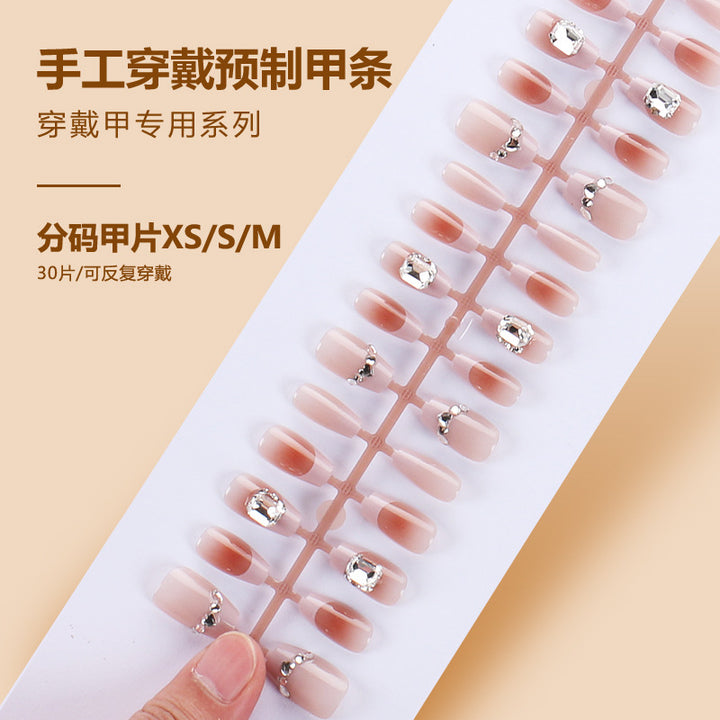 Premium Ombre Press-On Nail Set with Rhinestone Accents Kalsten