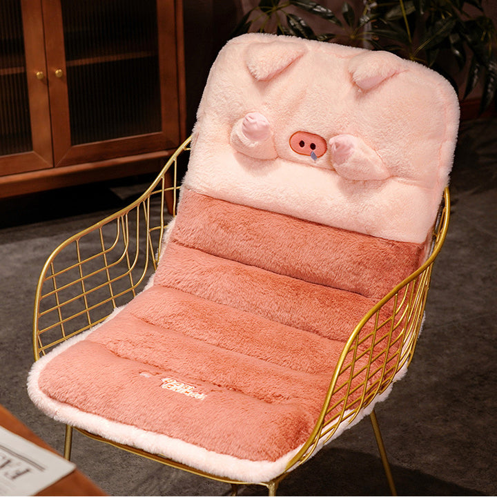Cozy ergonomic child seat cushion with back support in animal plush design